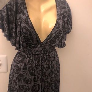 JALOUX Cybergoth Y2K Floral Batwing Sleeves Comfy Midi Flowy Dress - Size Medium